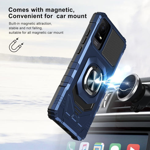 TJS Compatible for TCL ION X Case, TCL ION V Case, TCL 40 Z Case, Metal Ring Magnetic Support Kickstand Heavy Duty Drop Protection Cover Phone Cas...