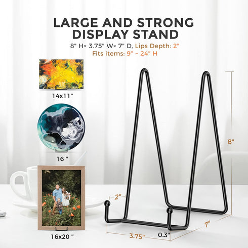 TR-LIFE Plate Stands/Holder for Display, 8 Inch, Large, Metal Frame for Picture, Decorative Platter, Book, Photo Easel (2 Pack)...