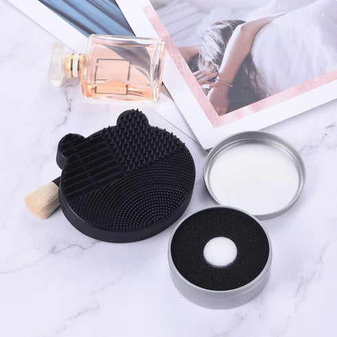 Silicon Makeup Brush Cleaner Mat with Brush Drying manual Make up brush cleaner cleanser machine Cosmetic Brush Cleaner Pad+Makeup Brush Dry Clean...