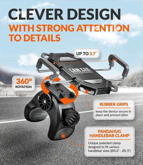 Bike & Motorcycle Phone Mount - For iPhone 14 (13, Xr, SE, Plus/Max), Samsung Galaxy S22 or any Cell Phone - Universal Handlebar Holder for ATV, B...