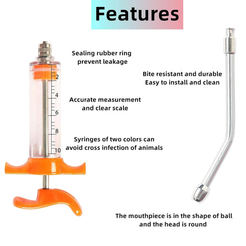 1 Pcs Goats Feed Water Distributor, Reusable, Drench Nozzle, Adjustable Dosage, for Goats, Sheep, Horse, Pig, Dog, Cattle, Cat Supplies (Orange 10...