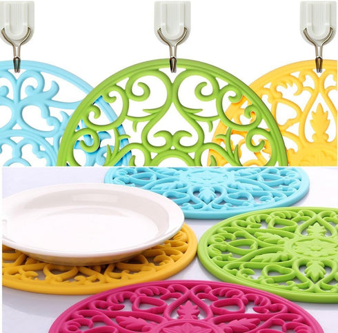 ME.FAN Trivets for Dishes/Pots/Pans, 3 Pcs Silicone Mats, Flexible/Durable/Non Slip Hot Pads to Protect Table and Counter Top (Red)...