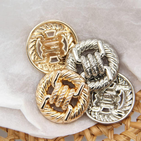 5 PCS Fashion Knotted Rope Metal Sweater Buttons for Clothes Decorative Women Coat Buttons Sewing Accessories (Silver, 25mm)...
