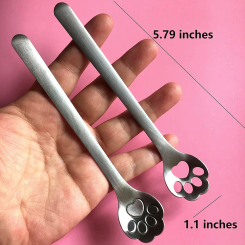 8-Pack Cat Paw Stainless Steel Teaspoons, Coffee, Cake, Ice Cream Spoon Set, 5.9 inch...