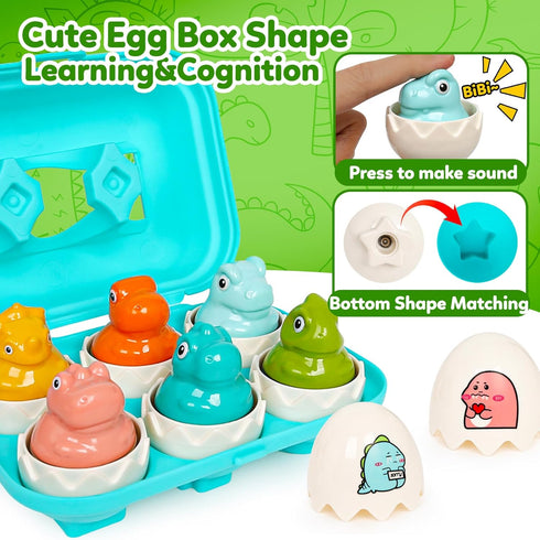 Dinosaur Matching Eggs Toys for Toddlers- Sensory Fun Educational Learning Fine Motor Puzzle Matching Games Best Easter Basket Stuffers Birthday G...