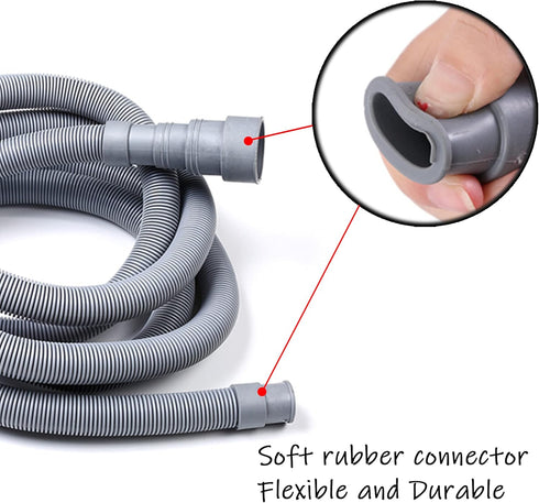 HLMOptimo 6 Feet Universal Washing Machine Drain Hose Flexible Dishwasher Drain Hose Extension Kits Corrugated Washer w/ 1 Adapter 1 Clamp 1 U-Ben...