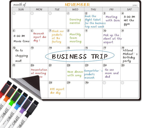 JJPRO Magnetic Monthly Calendar Whiteboard for Fridge-Dry Erase Monthly Planning Board for Refrigerator-Refrigerator Organizer with Monthly Calend...