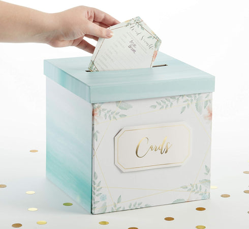 Kate Aspen Geometric Floral Wedding Card Box, Money Box, Wedding Decorations For Reception - Also Perfect for Baby Showers, Birthdays, Graduation...