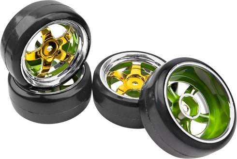 1/10 RC Drift Tire Hard Plastic Tires & 12mm Hex Hub Wheel Rims Compatible with Traxxas HSP Tamiya Kyosho Himoto HPI Redcat 1/10 On-Road RC Drift ...