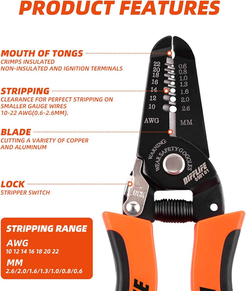 10-22 AWG Wire Stripper Cutter Wire Stripping Tool And Multi-Function Hand Tool?Professional Handle Design And Refined Craftsmanship....