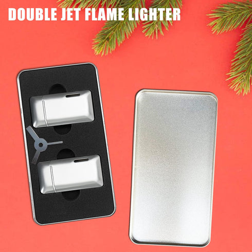 2 Pack Mini Torch Lighter Butane Refillable, Double Flame Butane Lighter with Visible Window, Adjustable Jet Lighter, Great Gifts for Men and Wome...