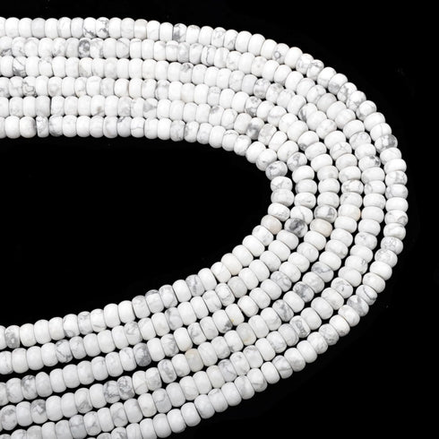 ICAI Beads 5x8mm Natural Rondelle Spacer Loose Beads for Jewelry Making DIY Crafts Design 1 Strand 15" APPR (Howlite)...