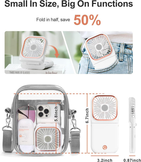 F-color Portable Hand Held Fan - Personal Fan with Phone Holder Power Bank USB Rechargeable Handheld Mini Fan 3 Speed Adjustable Small Pocket Fan ...