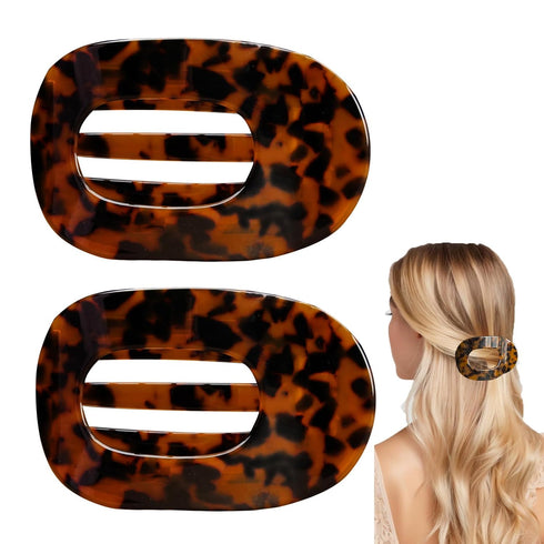 Flat Hair Clips for Women Flat Claw Clips for Medium Thick Hair Tortoise Flat Clips for Hair Medium Hair Clips Strong Grip, Comfortable Curved for...