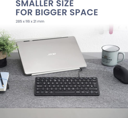 Perixx PERIBOARD-432 Wired Mini USB Keyboard - X Type Scissor Keys - Big Print Keys - US English, Black...