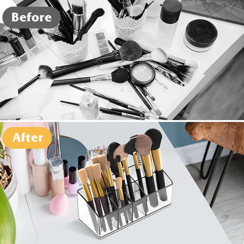 Make Up Organizers and Storage - Small Clear Makeup Storage with 7 Slots for Vanity,Bathroom,Drawer,Cosmetic Display Cases (Clear)...