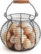 Egg basket-Farmhouse Round Wire Egg Baskets for Fresh Egg With Handle,Metal Egg Collecting Basket for Gathering Fresh Egg,Basket for Countertop Ho...