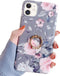 Qokey Compatible with iPhone 11 Case 6.1 inch,Floral Cute Clear for Men Women Girls with 360 Degree Rotating Ring Kickstand Soft TPU Shockproof Co...