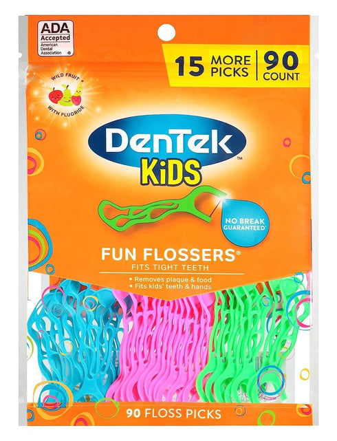 DenTek Interdental-Floss Picks, Kids Fun, Wild Fruit, 75 Count, 6 Pack...