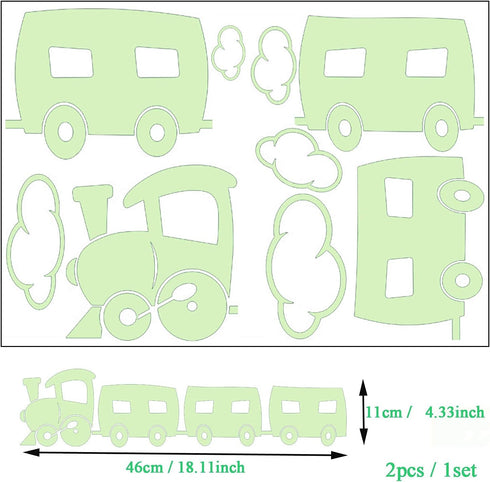 Train Decor,Glow in The Dark Stickers, Nursery Wall Sticker, 2 Pack Trains Wall Stickers for Kids Bedroom Decor...