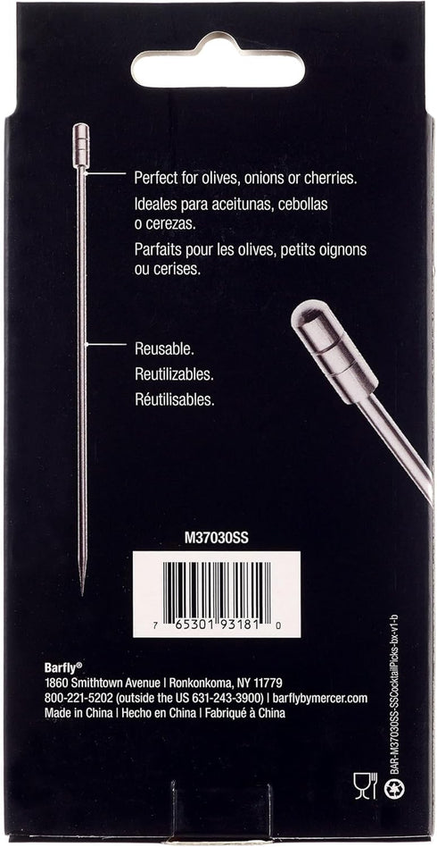Barfly Grooved Top Cocktail Picks, Stainless Steel...