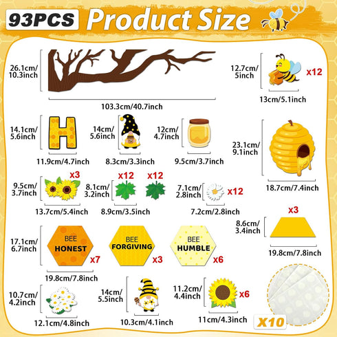 gisgfim Bee Motivational Bulletin Board Decorations Hive Rules Cutouts Summer Sunflower Tree Inspirational Positive Classroom Decor Daisy Bulletin...
