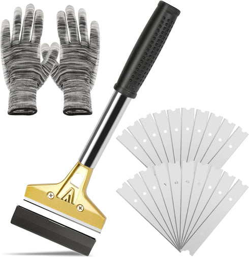 Razor Blade Scraper, 4 In Floor Scraper Tool with 20PCS Extra Metal Blades, Paint Scraper Ideal for Cleaning Stove Top, Windows, Glass, Tiles, Wal...