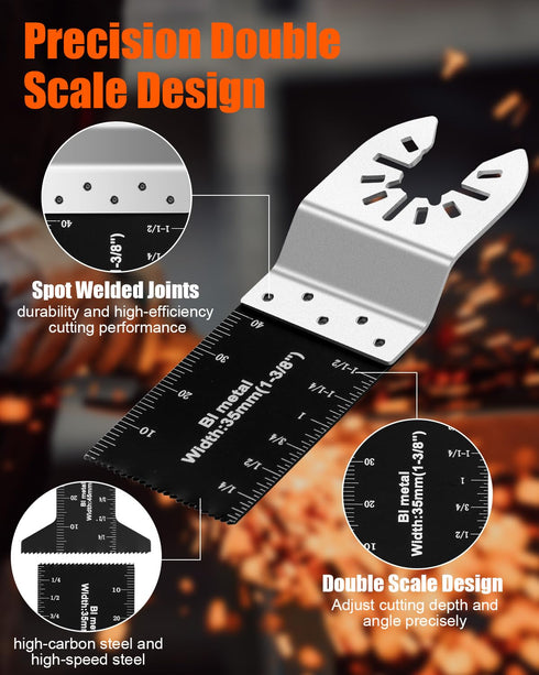 24 Pcs Oscillating Tool Blade, Universal Wood Metal Oscillating Saw Blades, Quick Release Multi Tool Blades Kits Compatible with Dewalt, Milwaukee...