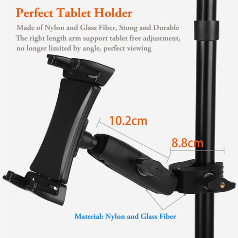 Peastrex Ipad Holder for Mic Stand, Tablet Phone Holder Micophone Music Stand Mount Adjustable Rotatabe with Super Handle Clamp for iPad Pro 12.9 ...