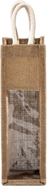 Peohud 3 Pack Burlap Wine Bottle Bags, Jute Wine Gift Bag with Window and Handle, Reusable Wine Carrier Tote Bags for Wedding Birthday Party Chris...