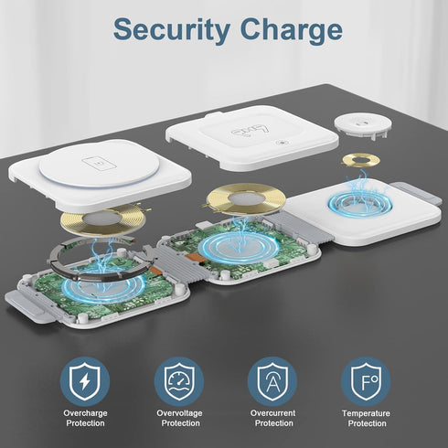 3 in 1 Magnetic Foldable Wireless Charger, Ankilo Wireless Charging Station for Travel, Compatible with iPhone 15/14//13/12, Apple Watch, AirPods ...