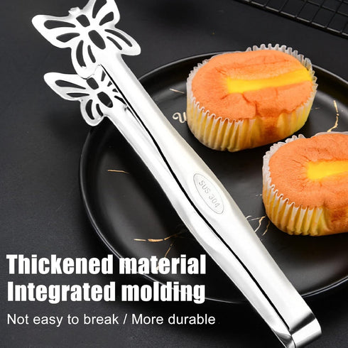 Stainless Steel Buffet Tongs, Food Tongs Food Grade Thickened Hollow Out Buffet Serving Tongs Grill Food Tongs for Cooking, Grilling (Butterfly To...
