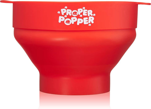 The Original Proper Popper Microwave Popcorn Popper, Silicone Popcorn Maker, Collapsible Bowl BPA Free & Dishwasher Safe - (Red)...