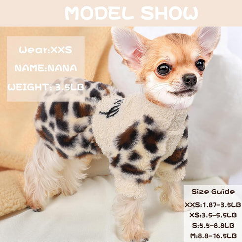 Leopard Dog Sweater Dress for Small Dogs, Fall Winter Dog Clothes, Warm Puppy Dress, Chihuahua yorkie Clothes, Pet Cat sweater Tiny Dog Clothes Ou...