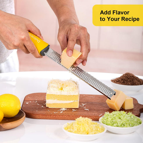 Professional Stainless Steel Lemon Zester & Grater - Premium Kitchen Tool for Cheese, Garlic, Ginger, Chocolate, Vegetables & Fruits | Dishwasher ...