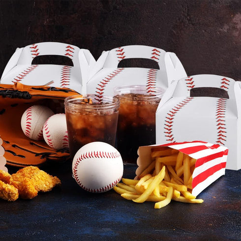 ArtCreativity Baseball Party Favors, Pack of 12 Cardboard Gift Box with Handles, Goodie Gift Bags Treat Boxes for Candy, Cookies, & Toys, Team Bas...