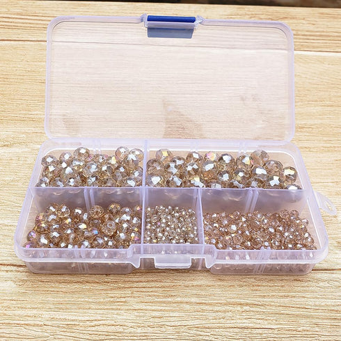 Silver Champagne Rondelle Glass Beads for Jewelry Making, Faceted Briolette Crytal Spacer Beads for Bracelet Necklace Earring (2mm 4mm 6mm 8mm 10m...