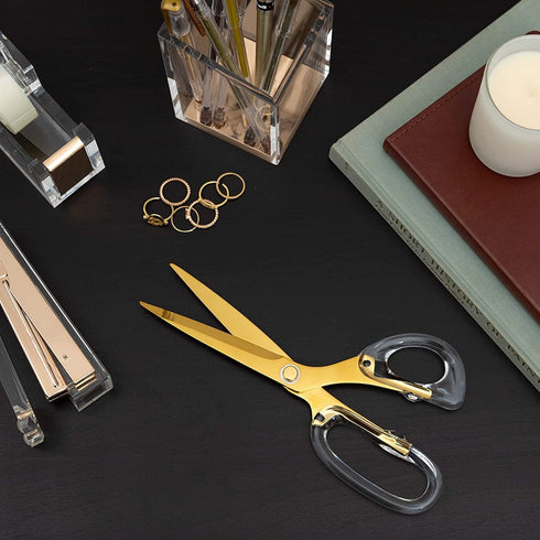 Acrylic Scissors 9-Inch, Clear Acrylic Handle & Gold Stainless Steel Scissors for Office, Home & Sewing Use, Office Supplies and Accessories...