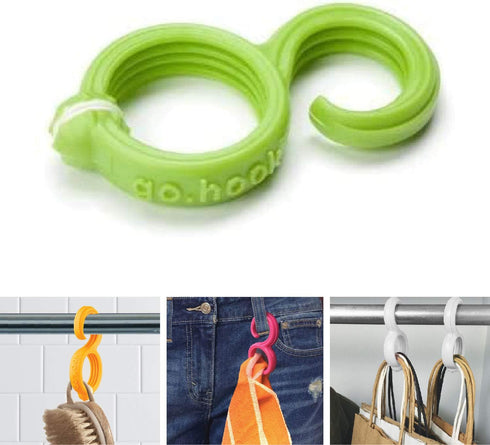 GoHook, Green - Versatile Magnetic Hooks Hold Essential Go-To Items in the Kitchen, Bathrooms, Closets, and On the Go-Flexible S Hook Design is Po...