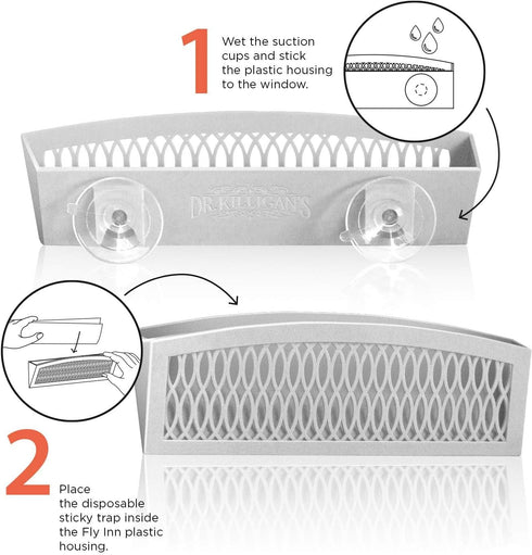Dr. Killigan's The Fly Inn | Window Fly Traps | Sticky Fly Strip | Indoor Insect Trap | Catches and Hides Bugs | Better Than Fly Paper or Ribbon |...