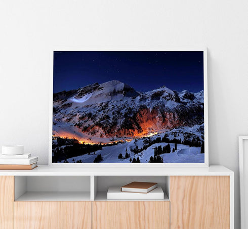 MOER SKY Snowy Village Night View Diamond Painting, Winter Snowy Mountain DIY 5D Diamond Art, Snow Diamond Art Crafts for Handmade Art Lovers, Val...