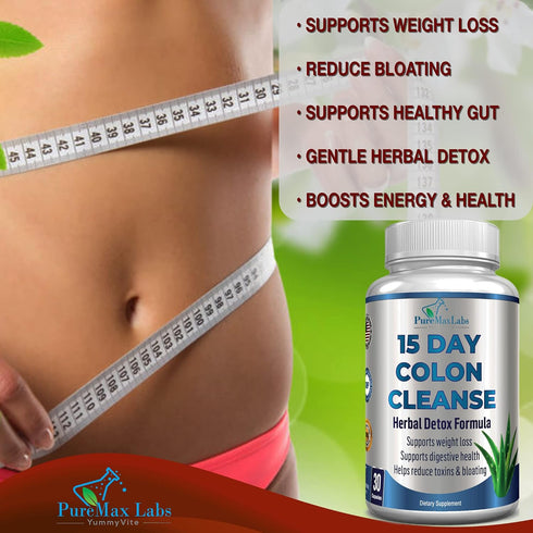 15 Day Colon Cleanse and Detox, Herbal Detox Formula, Supports Weight Loss, Constipation Relief - Boosts Energy. Flush Toxins, Natural Safe Colon ...