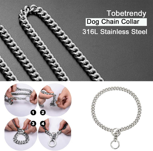Gold Chain Dog Collar Cuban Link Chain Stainless Steel Metal Links 11MM Heavy Duty Walking Training Collar for Medium Large Dogs(11MM, 24")...