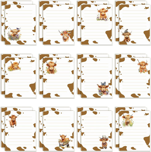 Janlaugh 24 Pads 1440 Sheets Highland Cow Sticky Notes Sticky Memo Pads Self Stick Cute Cow Office Supplies Cow Party Favors Adhesive Notepad for ...