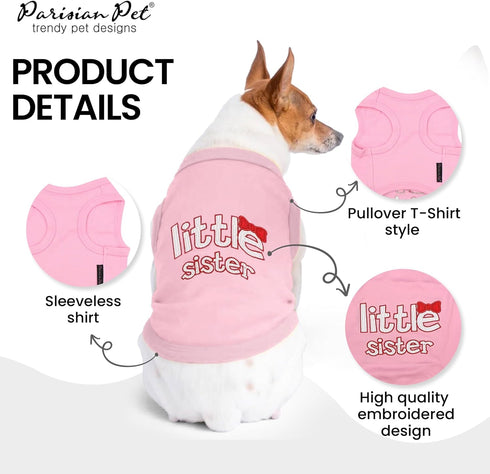 Parisian Pet Dog Cat Clothes Tee Shirts Little Sister T-Shirt, 3XL...