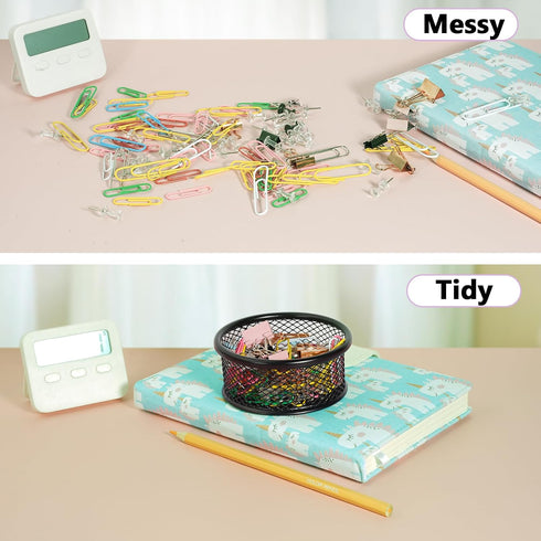 Paper Clip Holder for Desk, Paper Clip Holders, Mesh Paperclip Holders Metal Paper Clip Dispenser Organizer for Desk Binder Clip Holder Container ...
