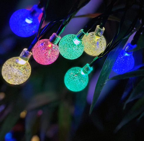 Solar String Lights Outdoor, 20ft Waterproof 30 LEDs 8 Modes Crystal Globe Solar String Fairy Lights Backyard Patio Christmas Lights for Holiday P...