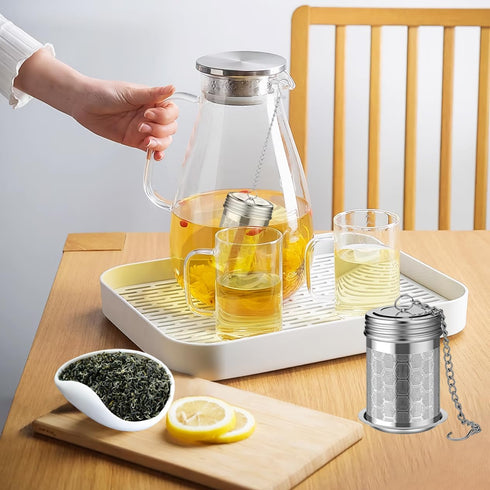 2 Pack Tea Infuser for Loose Tea, Extra Fine Mesh Tea Strainers with Drip Trays, 304 Stainless Steel Tea Diffuser Filter, Tea Steeper Infusers for...