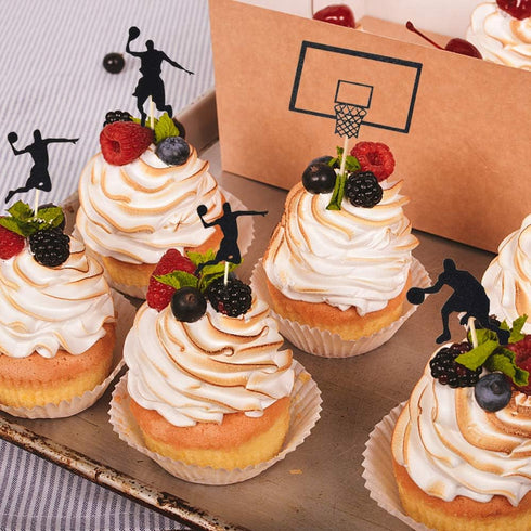 Basketball Cupcake Toppers, Fruit Food Dessert Picks Cake Topper for Boys Kids Birthday Sport Theme Party Baby Shower Christmas Decoration (24PCS)...