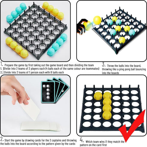 Bounce Ball Parent Child Interactive Party Table Games with 9 Cards with Different Patterns,16 Balls and 1 Game Grid,Kid,Teens and Adults Family P...